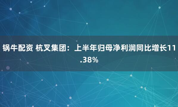 锅牛配资 杭叉集团：上半年归母净利润同比增长11.38%